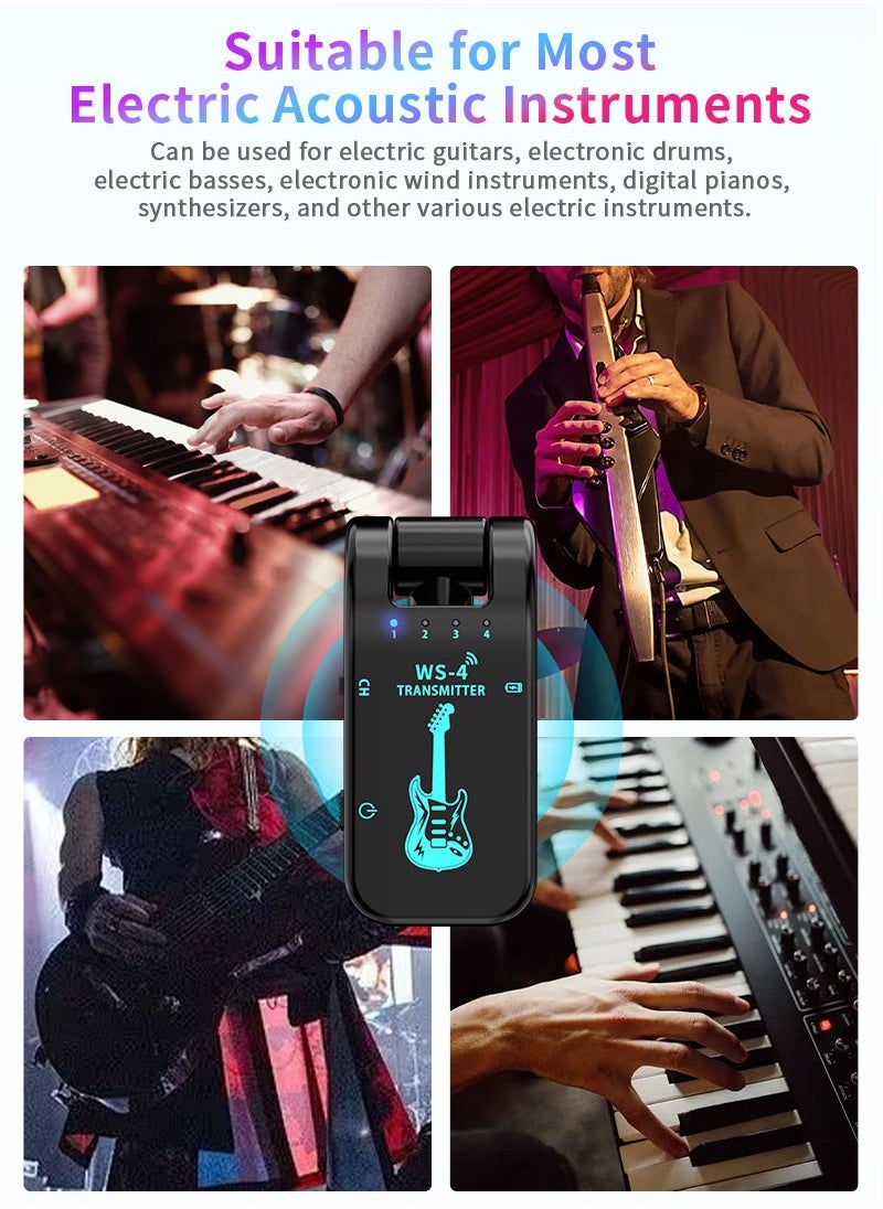 Generic - 2.4G Wireless Guitar System with Rechargeable Transmitter and Receiver For Electric Guitar Bass Violin Black - Image 1