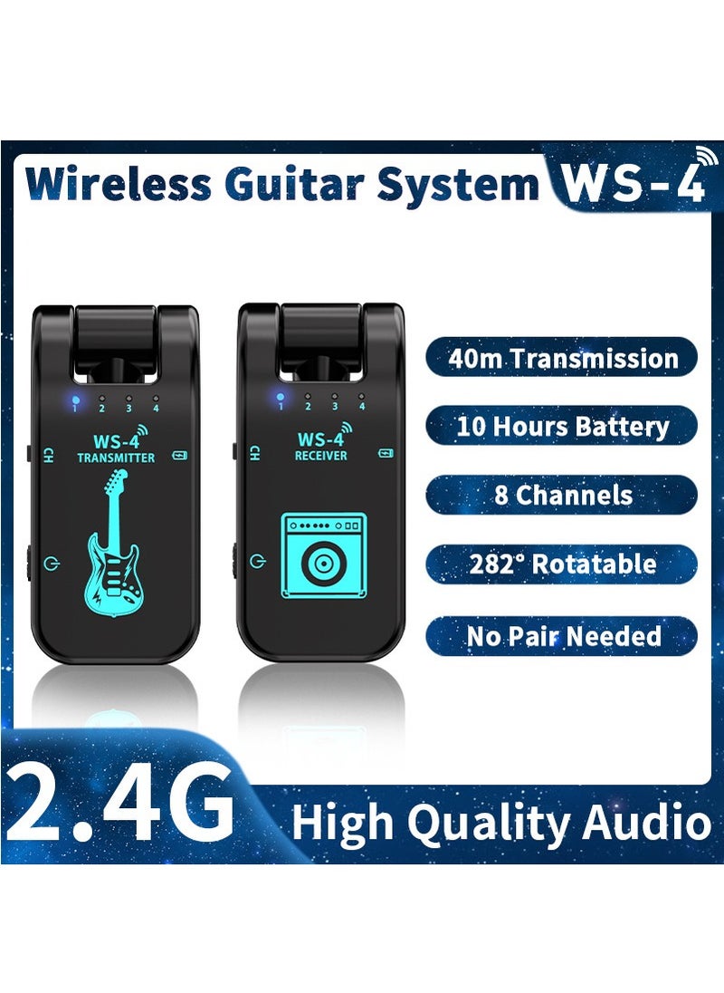 Generic - 2.4G Wireless Guitar System with Rechargeable Transmitter and Receiver For Electric Guitar Bass Violin Black - Image 1