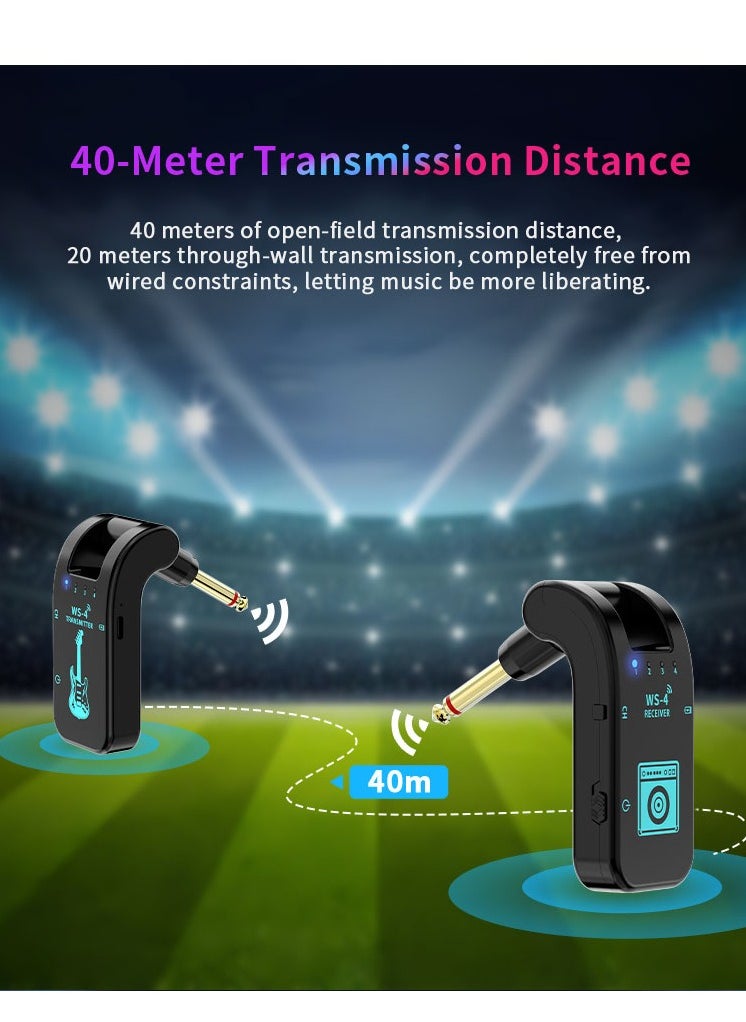 Generic - 2.4G Wireless Guitar System with Rechargeable Transmitter and Receiver For Electric Guitar Bass Violin Black - Image 1