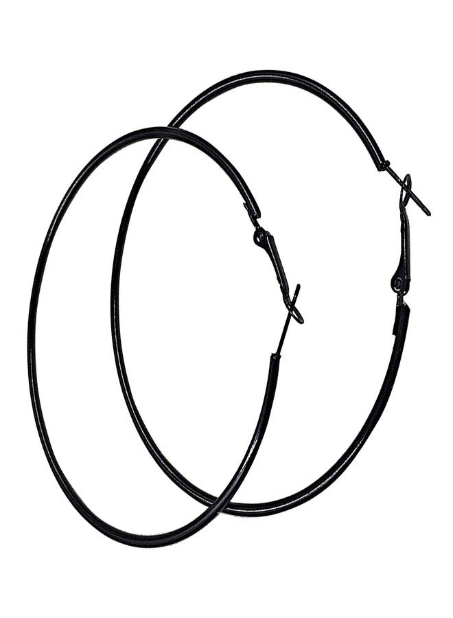 Black Hoop Earrings Thin Hoop Earrings Black Hoops 3 Inch