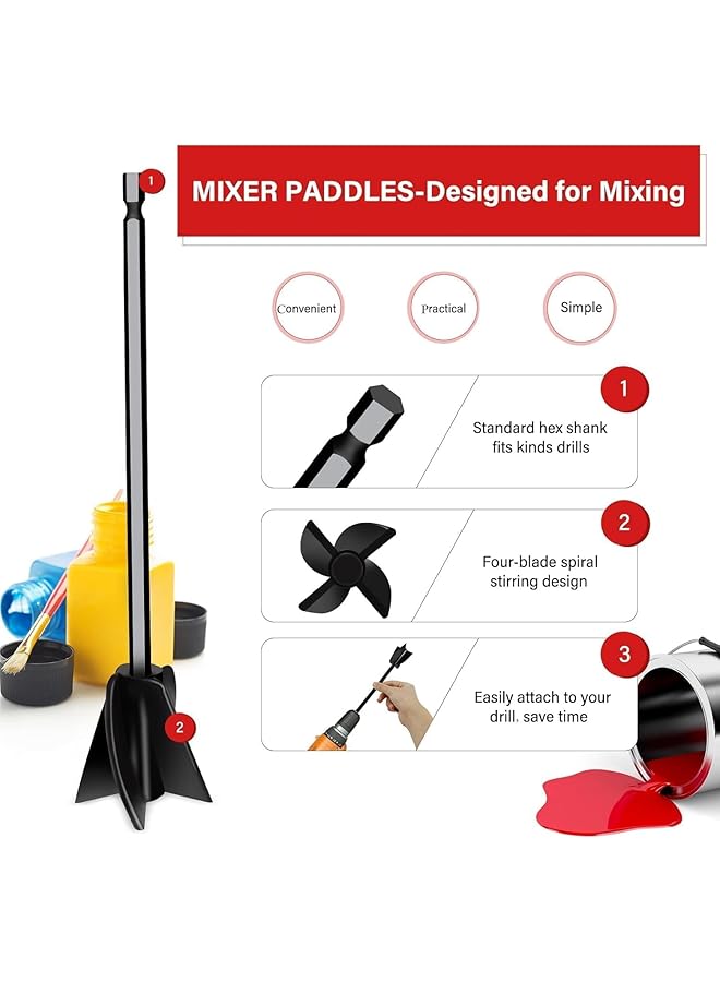 erorex Epoxy Mixer For Resin Resin Mixer Paddles For Resin Drill 4 Pcs Plastic Material Spiral Design Easy Quick Even Mixing Practical Tool Suitable For Mixing Epoxy Resin Paint Ceramic Glaze Etc - Image 2