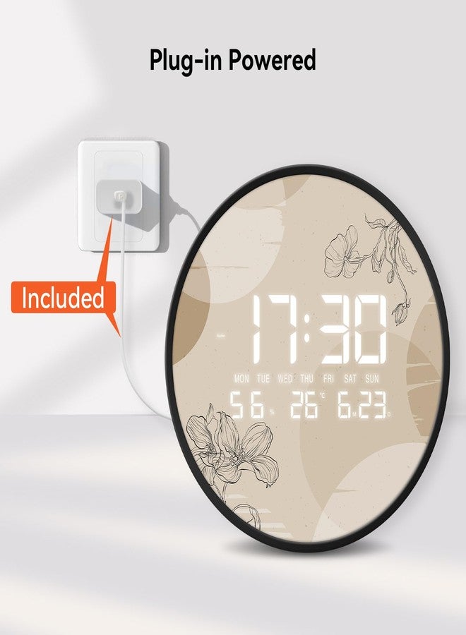 SCOAGE Digital Modern Wall Clock Temperature Humidity Large Display Motion Sense 12/24H with Bohemian Style LED Clocks for Living Room Bedroom Office Kitchen 12-Inch Plug-in Powered - Image 4