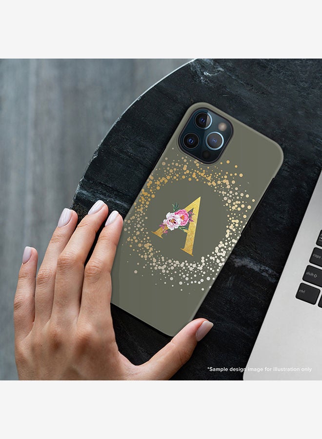 Monogram Tough Cover for Apple iPhone 12 Pro Max Case Custom Initials Letter Floral Pattern Tough Pro Dual Layer hybrid PC inner TPU protection Alphabet- W (Olive Green)