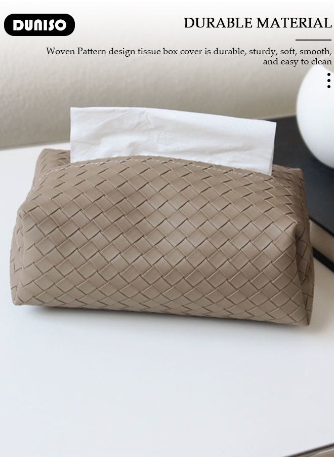 DUNISO 2 PCS Tissue Box Cover, Modern Leather Rectangular Tissue Box, Decorative Paper Box, Napkin Holder, Tissue Box Dispenser Box for Facial Tissue, Napkins, Dryer Sheets, Facial Tissue Holder for Bathroom, Countertop, Kitchen, Bedroom Dresser and Office Room  - Image 2