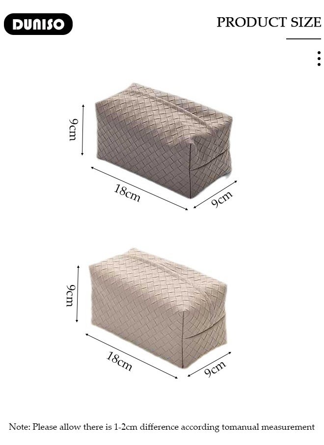 DUNISO 2 PCS Tissue Box Cover, Modern Leather Rectangular Tissue Box, Decorative Paper Box, Napkin Holder, Tissue Box Dispenser Box for Facial Tissue, Napkins, Dryer Sheets, Facial Tissue Holder for Bathroom, Countertop, Kitchen, Bedroom Dresser and Office Room  - Image 4