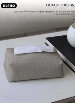 DUNISO 2 PCS Tissue Box Cover, Modern Leather Rectangular Tissue Box, Decorative Paper Box, Napkin Holder, Tissue Box Dispenser Box for Facial Tissue, Napkins, Dryer Sheets, Facial Tissue Holder for Bathroom, Countertop, Kitchen, Bedroom Dresser and Office Room  - Image 3