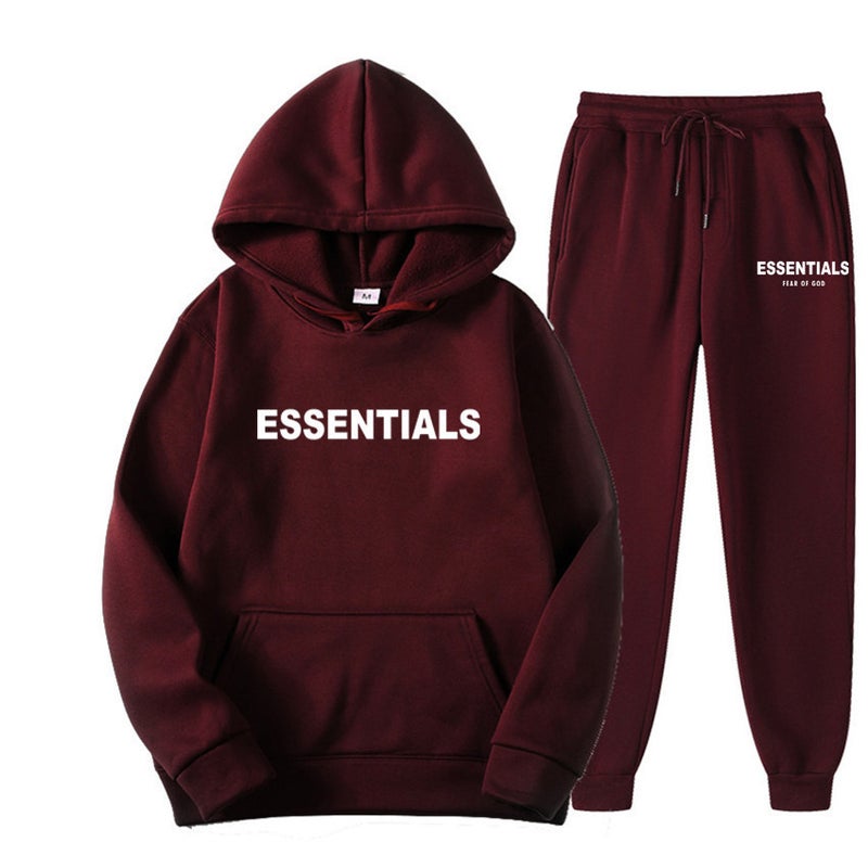 Men's Fleece-Lined Hooded Tracksuit Set Long Sleeve Casual Winter Sweatsuit