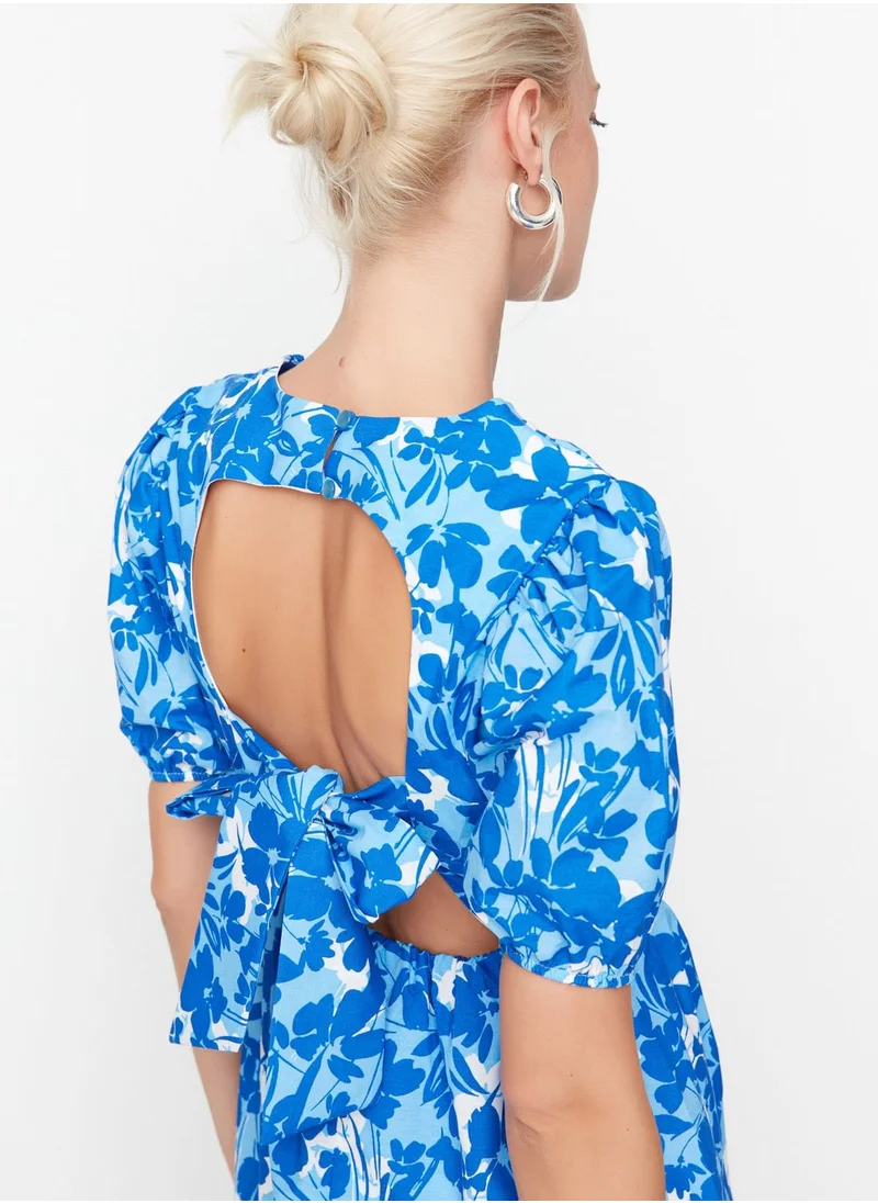 trendyol Puff Sleeve Floral Printed Dress