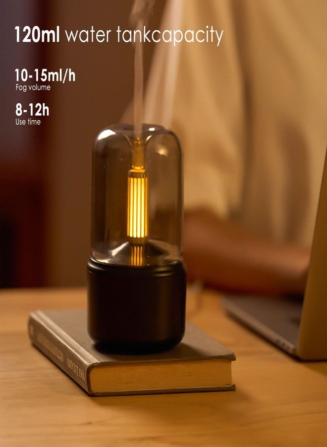 QIWA 2-in-1 Table Lamp & Air Humidifier with Essential Oil Diffuser, Candlelight Effect Aroma Diffuser, Ultrasonic Cool Mist Humidifier, USB Powered Night Light for Home, Office, Bedroom, Room & Car - Image 3