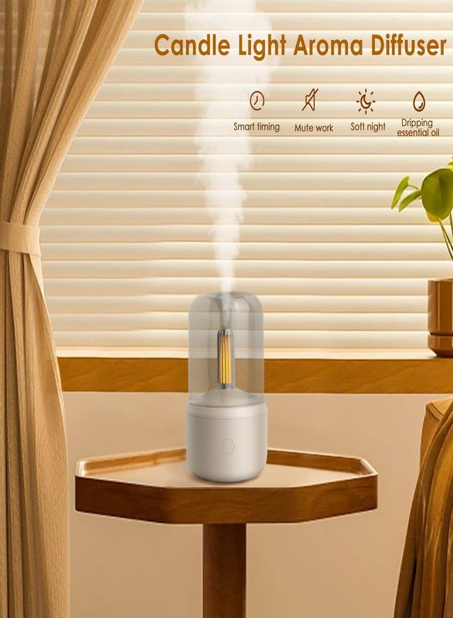 QIWA 2-in-1 Table Lamp & Air Humidifier with Essential Oil Diffuser, Candlelight Effect Aroma Diffuser, Ultrasonic Cool Mist Humidifier, USB Powered Night Light for Home, Office, Bedroom, Room & Car - Image 2