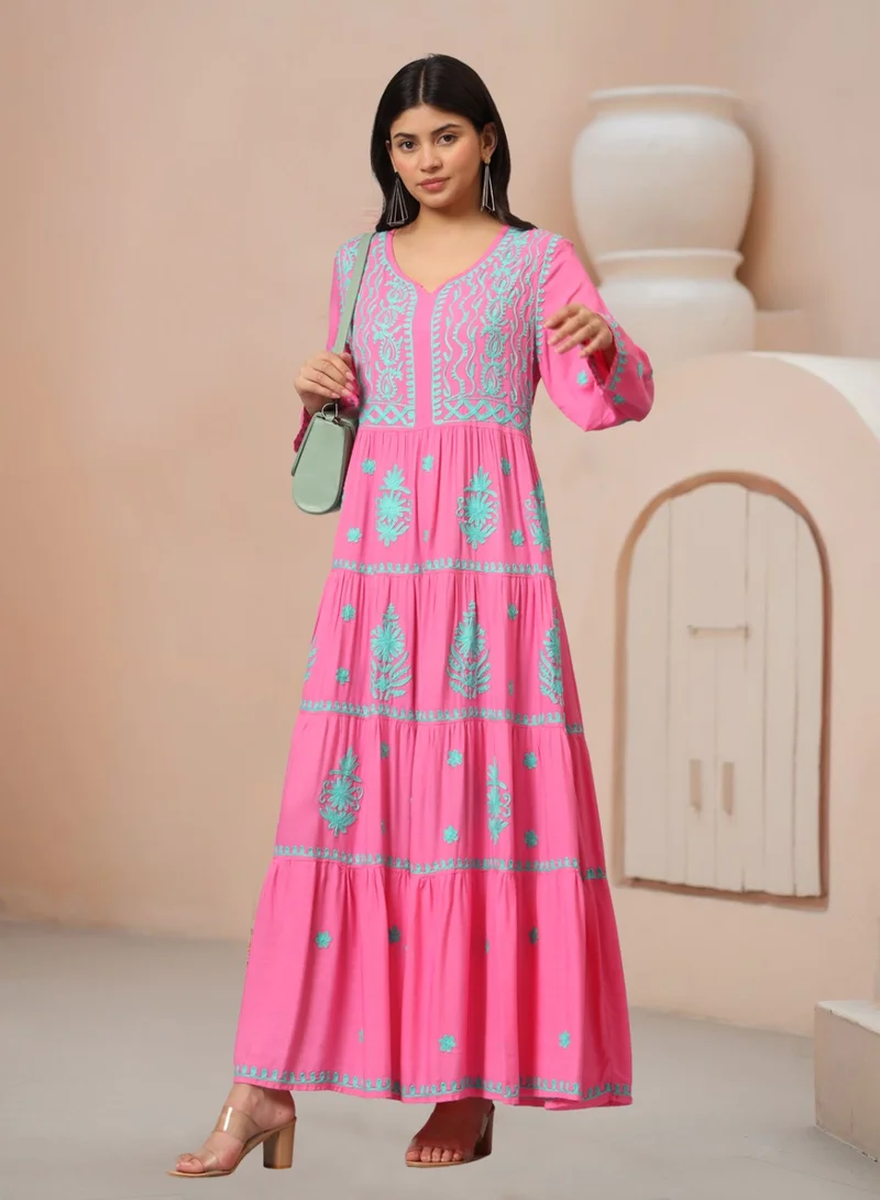 Alaya Hand Embroidered Lucknowi Chikankari  Rayon Jalabiya-AL3935
