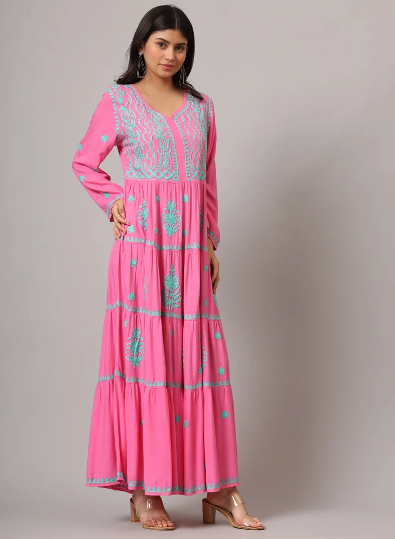 Alaya Hand Embroidered Lucknowi Chikankari  Rayon Jalabiya-AL3935