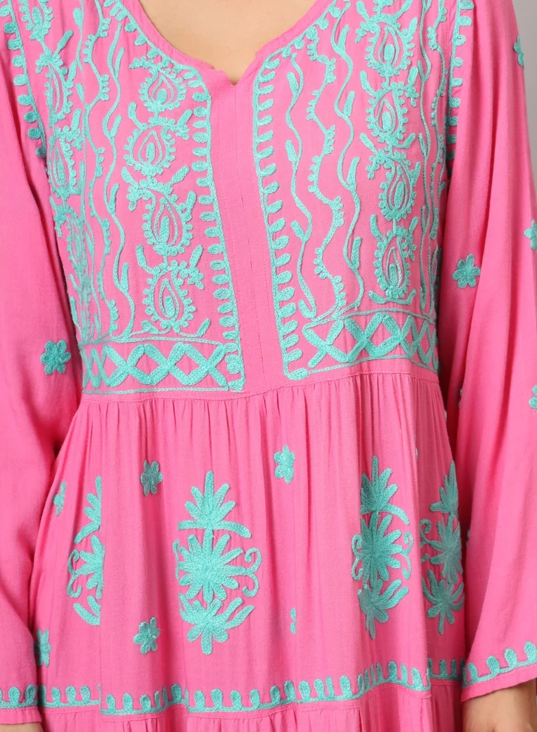 Alaya Hand Embroidered Lucknowi Chikankari  Rayon Jalabiya-AL3935