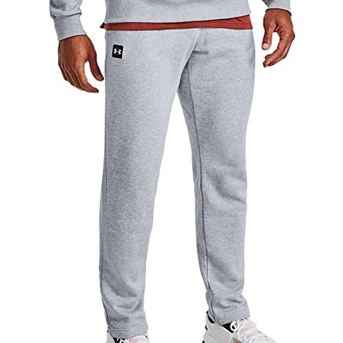Under Armour Mens Rival Fleece Pants , Mod Gray Light Heather (011)/Onyx White , 4X-Large Tall - Image 4