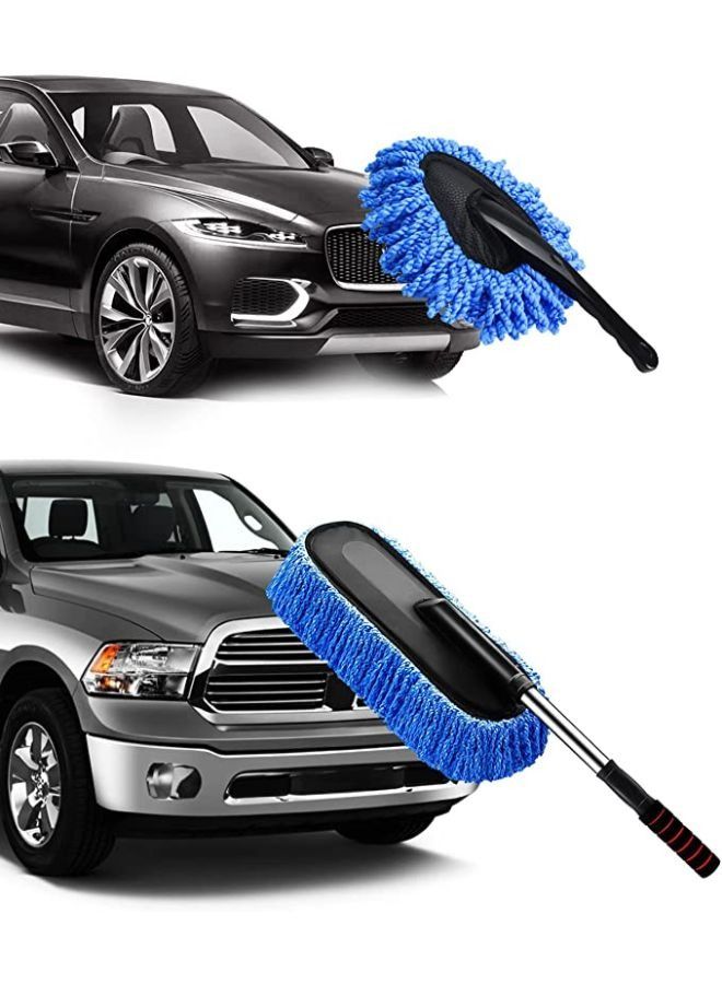 Generic 2 Pack Car Dust Brush Set with Microfiber Pollen Dusters Scratch Free, Extendable Car Duster Brush and Dash Duster for Car Exterior Interior Cleaning Tools  - Image 1