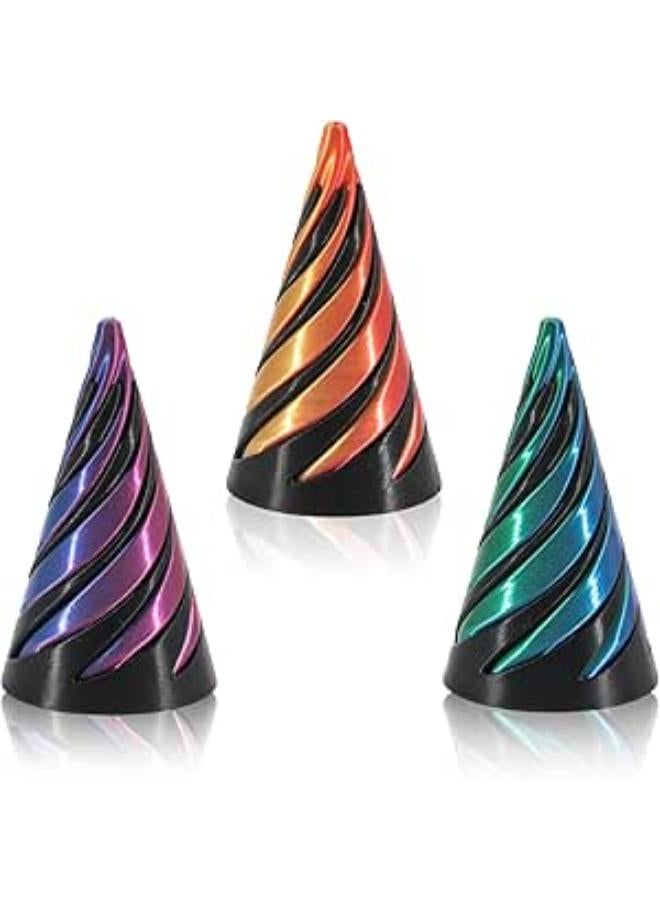 VARKAGE 3 Pieces Impossible Cone, Pyramid 3D Printed Spiral Cone Toy, Relief Anti Stress 3D Spiral, Desktop Decorations Toy for Children and Adults, Gift