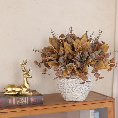 YXZZWL 110 Pcs 5 Kinds Mixed Artificial Eucalyptus Stems and Faux Berry,Autumn Fake Eucalyptus Leaves Stems Bulk Branches for DIY Bouquets Floral Arrangement Wedding Home Fall Decorations (Orange) - Image 4