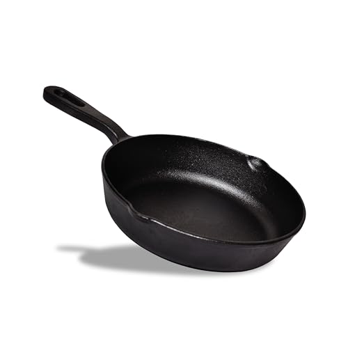 EMBASSY Pre-Seasoned Cast Iron Frypan/Frying Pan | Cast Iron Skillet | Diameter - 8 Inches | Induction Friendly | Durable - Image 1