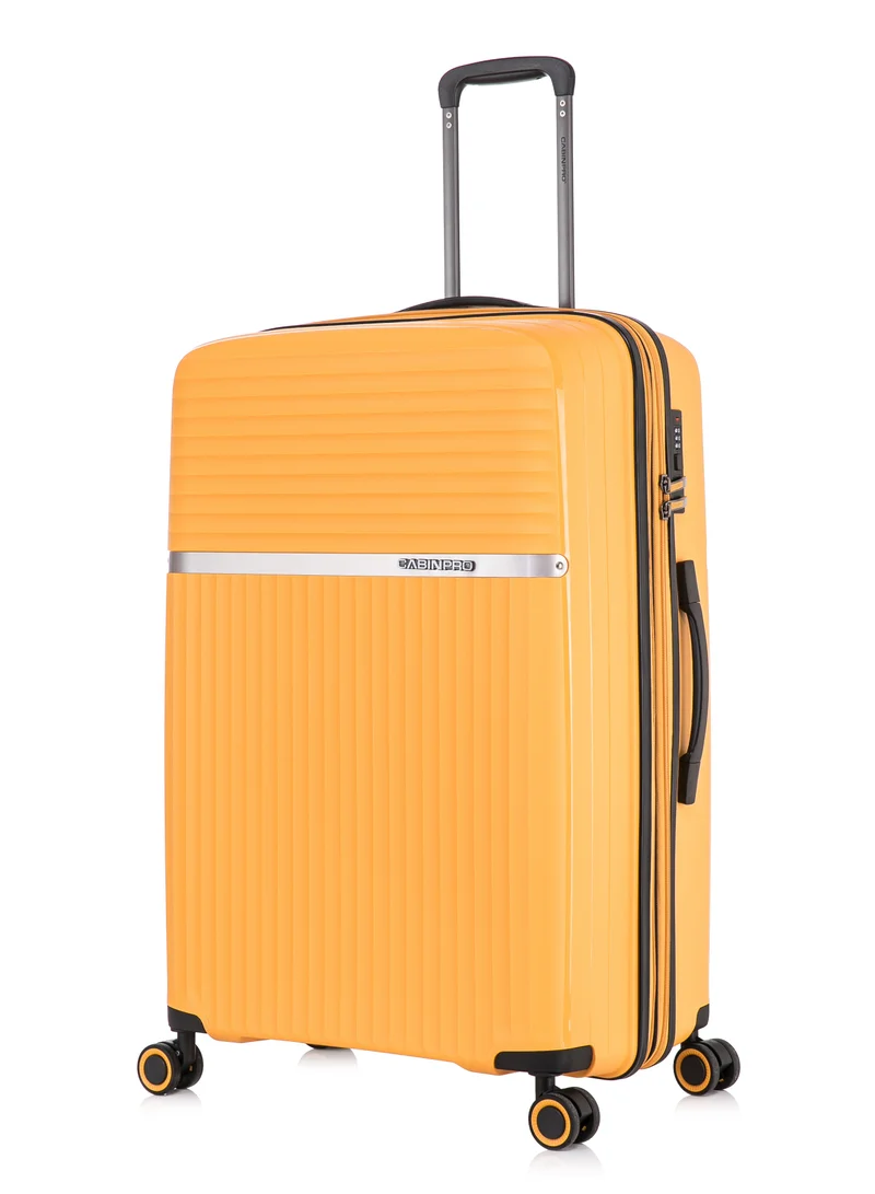 كابينبرو Light Weight PP Fashion Trolley Luggage Set of 3 Expandable Hard Case Suitcase with Safe Zipper and 4 Quite 360° Double Spinner Wheels CP002 Yellow