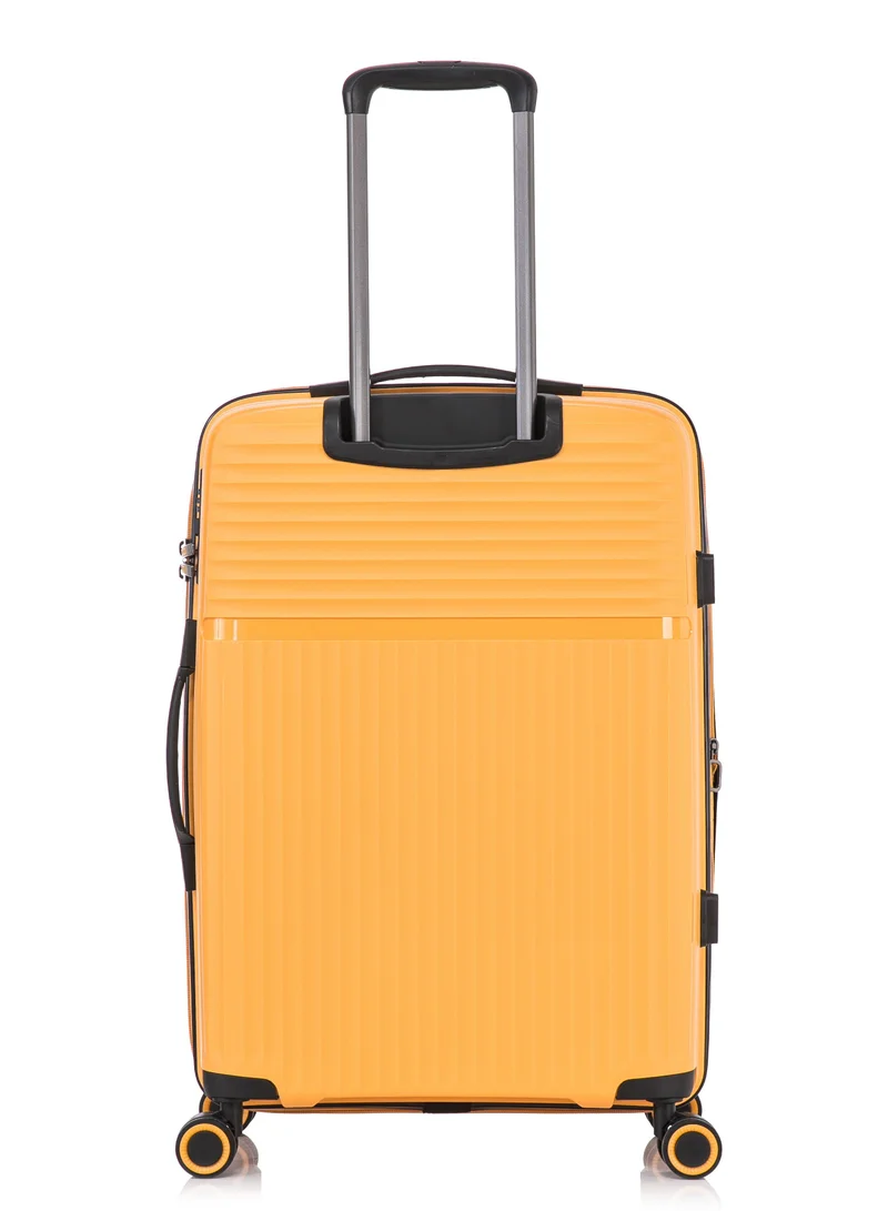 Cabinpro Set of 3 light weight pp fashion trolley luggage set of 3 expandable hard case suitcase with safe zipper and 4 quite 360° double spinner wheels cp002 yellow  | Best Price UAE