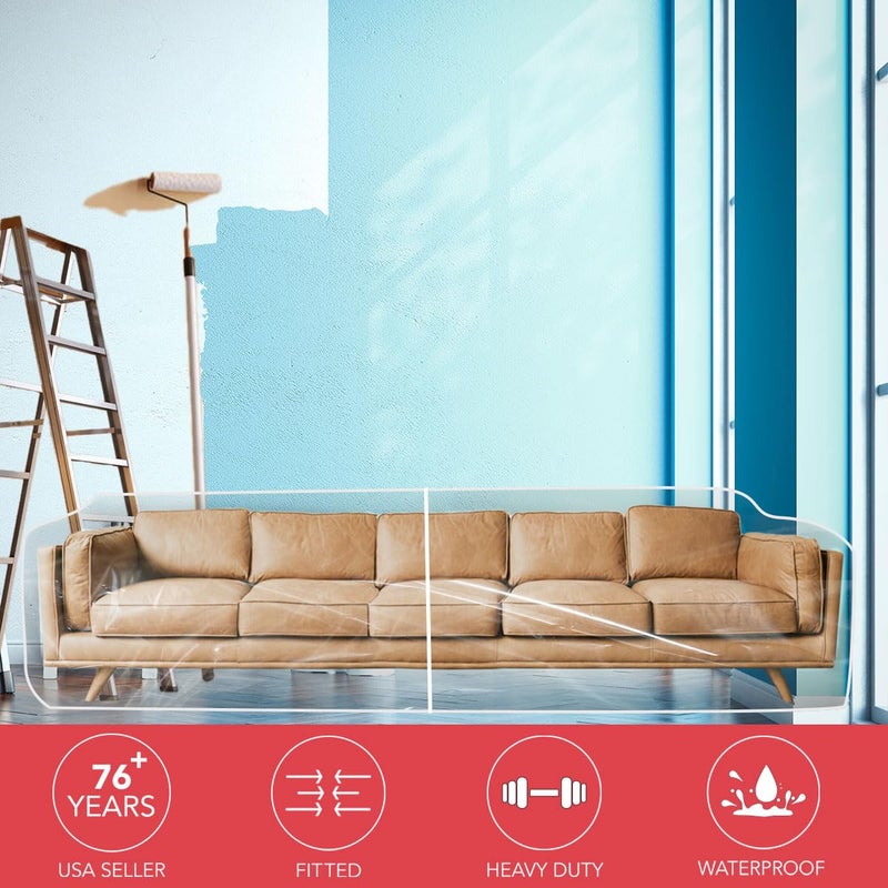 LAMINET Thick Crystal Clear Heavy-Duty Water Resistant Sofa/Couch Cover - Perfect for Protection Against CAT/Dog Clawing, Kids and Grandkids - Large Sofa - 42" BH x 18" FH x 108â€W x 40â€D - Image 2