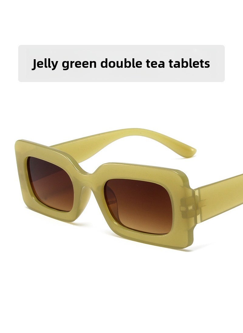 Generic - New Fashion Net red sunglasses women Retro Square small frame cross-border sunglasses personalized colorful hip-hop glasses wholesale Jelly Green - Image 1