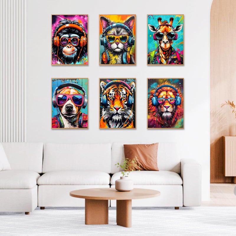 Okarina 6 Pack Paint by Numbers Kit for Adults Beginner, Animals Adult Paint by Number Kits on Canvas, Animal DIY Acrylic Oil Painting by Numbers Kits, Perfect for Home Decor 10x14 Inch - Image 3