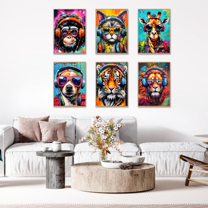 Okarina 6 Pack Paint by Numbers Kit for Adults Beginner, Animals Adult Paint by Number Kits on Canvas, Animal DIY Acrylic Oil Painting by Numbers Kits, Perfect for Home Decor 10x14 Inch - Image 4