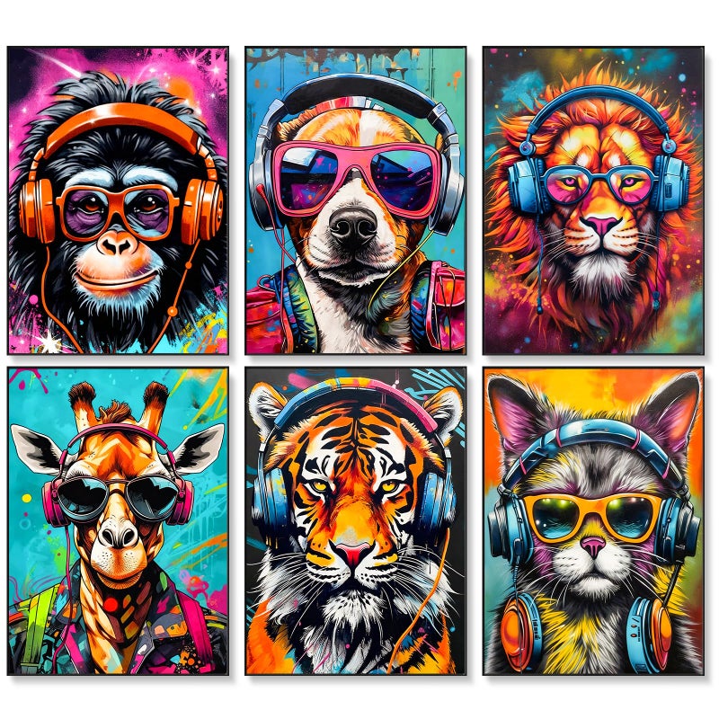 Okarina 6 Pack Paint by Numbers Kit for Adults Beginner, Animals Adult Paint by Number Kits on Canvas, Animal DIY Acrylic Oil Painting by Numbers Kits, Perfect for Home Decor 10x14 Inch - Image 1