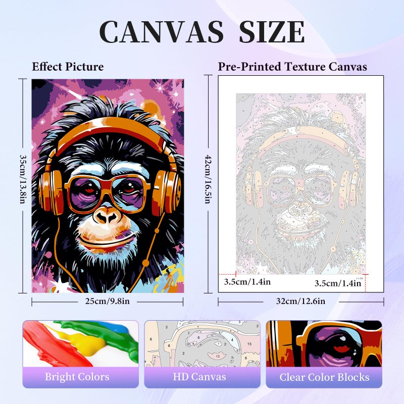 Okarina 6 Pack Paint by Numbers Kit for Adults Beginner, Animals Adult Paint by Number Kits on Canvas, Animal DIY Acrylic Oil Painting by Numbers Kits, Perfect for Home Decor 10x14 Inch - Image 2