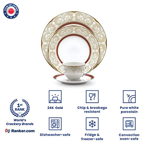 Noritake Japan - Porcelain Soup Bowls 6 pcs, Service for 6 - Luxury Dining and Kitchen Set - Hearth Collection Queen's Fountain Golden Dinnerware Bowl Set - Image 3