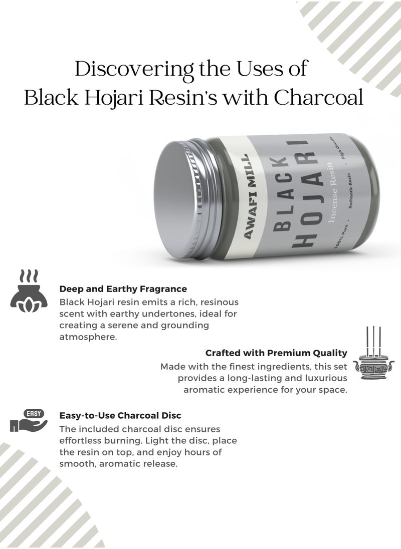 Awafi Mill - Frankincense Luban Black Hojari Resin from Oman | Boswellia Sacra with Triangle Charcoal Tablet - Image 1