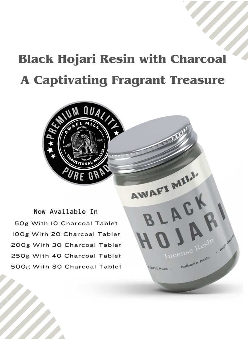 Awafi Mill - Frankincense Luban Black Hojari Resin from Oman | Boswellia Sacra with Triangle Charcoal Tablet - Image 1