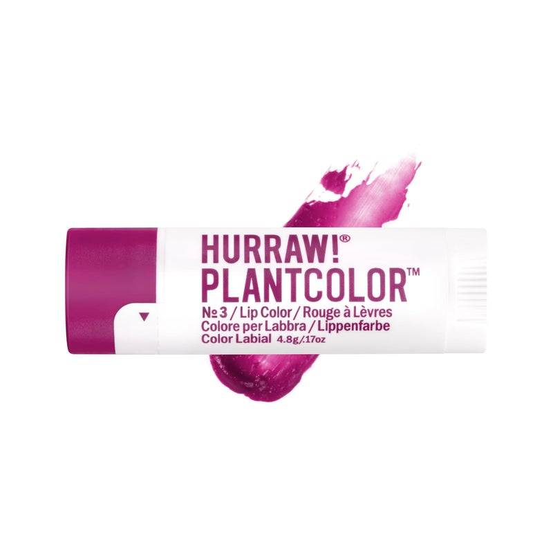 Hurraw Plantcolor Lip Color No 3 PinkPurple shade Highly pigmented tinted balm and lipstick alternative Vegan and allnatural Easy application Buildable First of its kind Made in USA