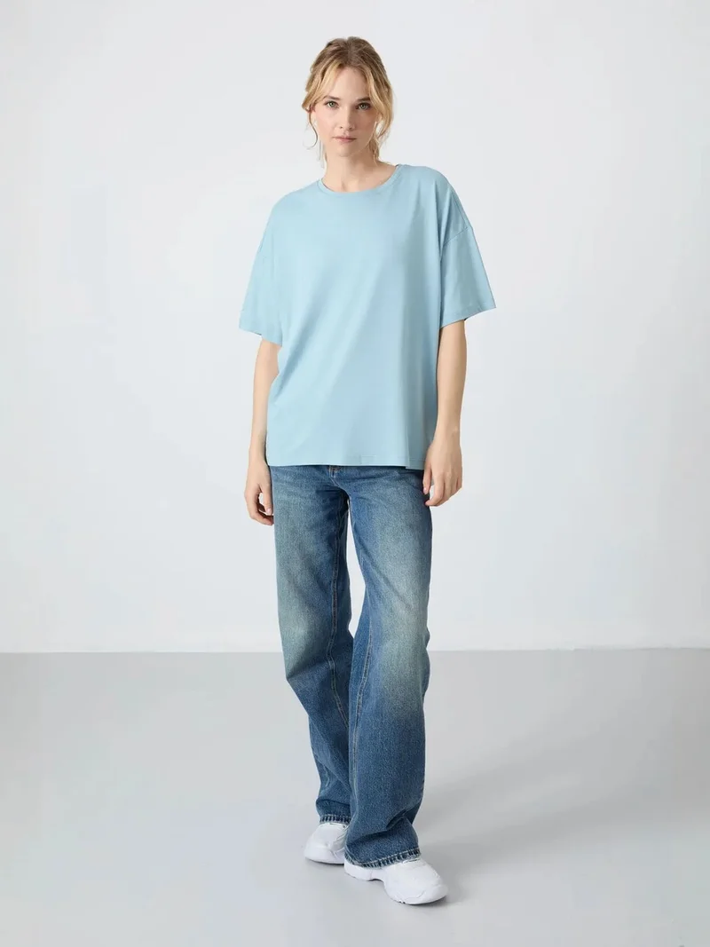 تومي لايف TOMMY Oversized Cotton-Modal Crew Neck T-Shirt