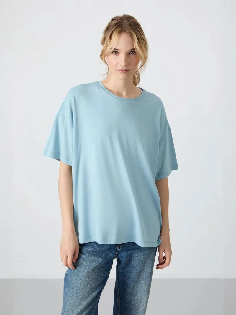 تومي لايف TOMMY Oversized Cotton-Modal Crew Neck T-Shirt