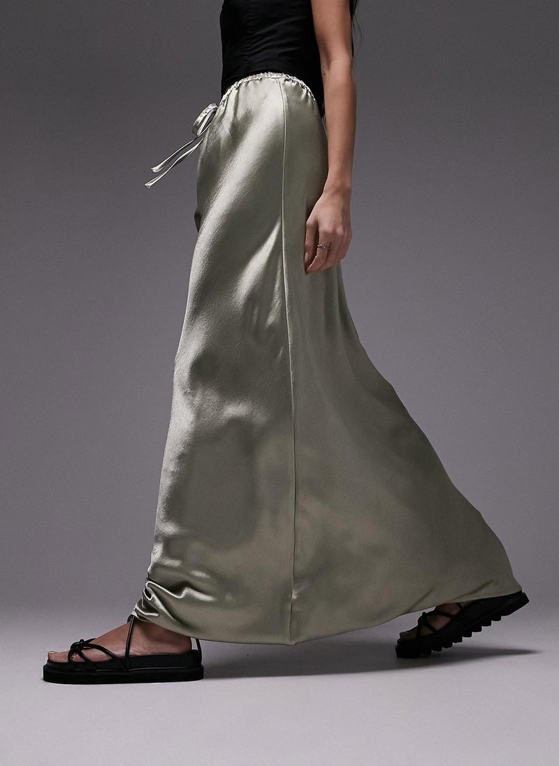 TOPSHOP - Tie Detail Midi Skirt - Image 1