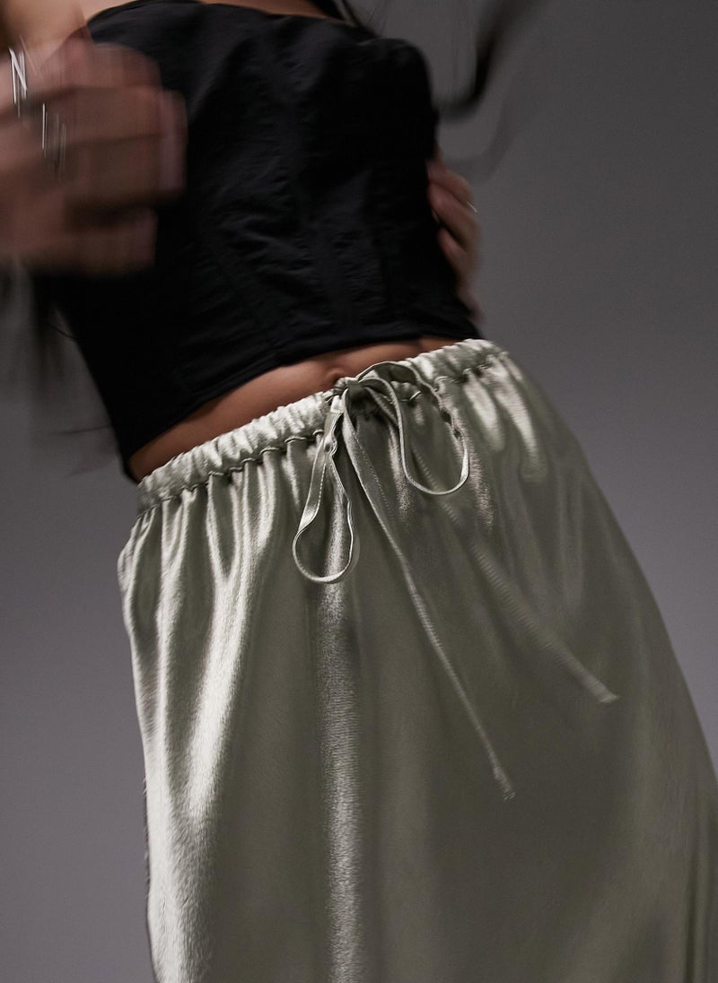TOPSHOP - Tie Detail Midi Skirt - Image 1