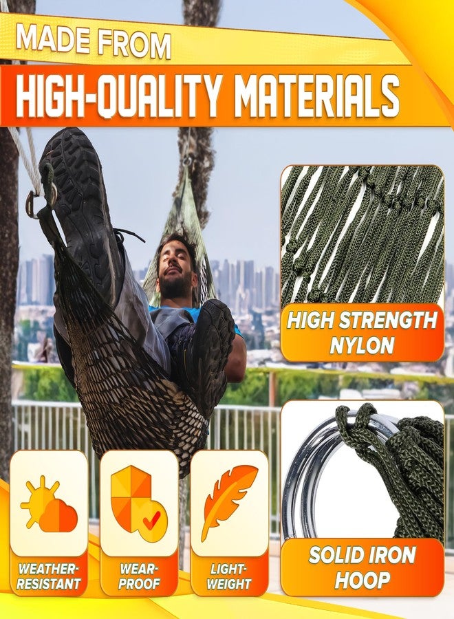 VIKROM Mesh Hammock - Easy to Set Up Rope Hammocks for Outside, Dark Green Color, 90x31.5 Nylon Net Hammock, Max 100 KG (220 Pounds) Tree Hammocks for Outside, Camping & Relaxation, Great Valentines Day Gift - Image 3