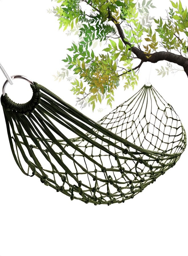 VIKROM Mesh Hammock - Easy to Set Up Rope Hammocks for Outside, Dark Green Color, 90x31.5 Nylon Net Hammock, Max 100 KG (220 Pounds) Tree Hammocks for Outside, Camping & Relaxation, Great Valentines Day Gift - Image 1