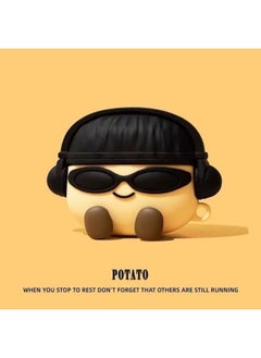 Generic Apple AirPods1/2/3/4 Generation Silicone Protective Case AirPodsPro2 Generation 4/5 Generation Cartoon Protective Case-Color:Sunglasses Potatoes-Applicable Model:Airpods 3 Generations  - Image 1