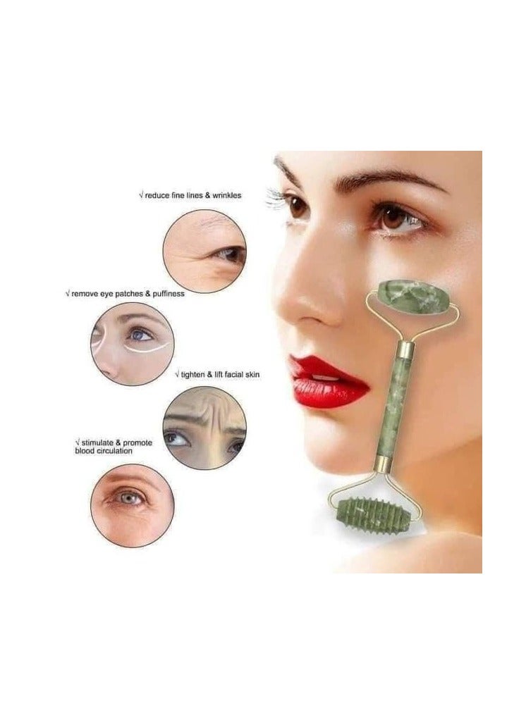 Jade Roller  Face Roller Massage Tool Facial Beauty Skincare Massager Face Slimmig Rollers Lift Anti Wrinkle Improve Skin and Health Through Natural Anti Aging Jade Stone (Green3) - Image 3