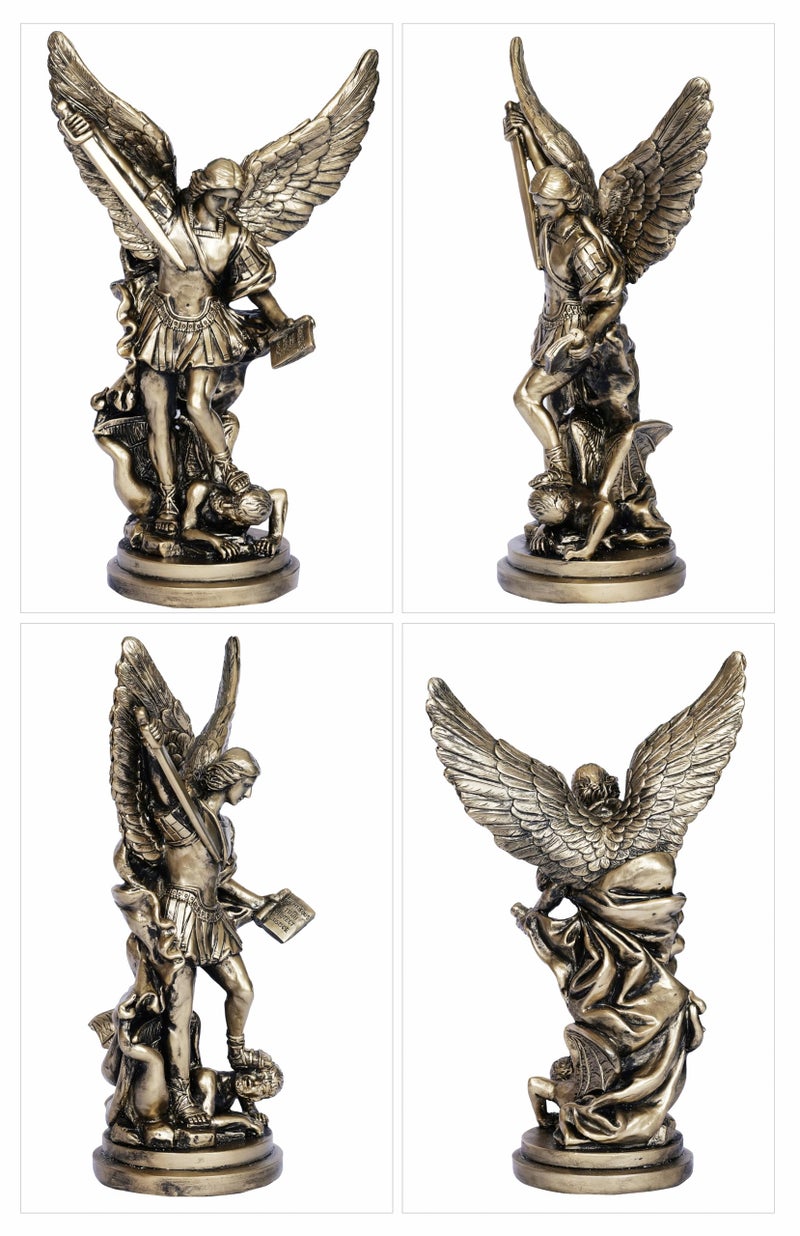Dlfghos 12.2in St Michael Archangel Statue San Miguel Arcangel Statue Saint Michael Defeating Satan Michael Angel Statue Collection Figurines Bronze st.Archangel Sculpture - Image 4