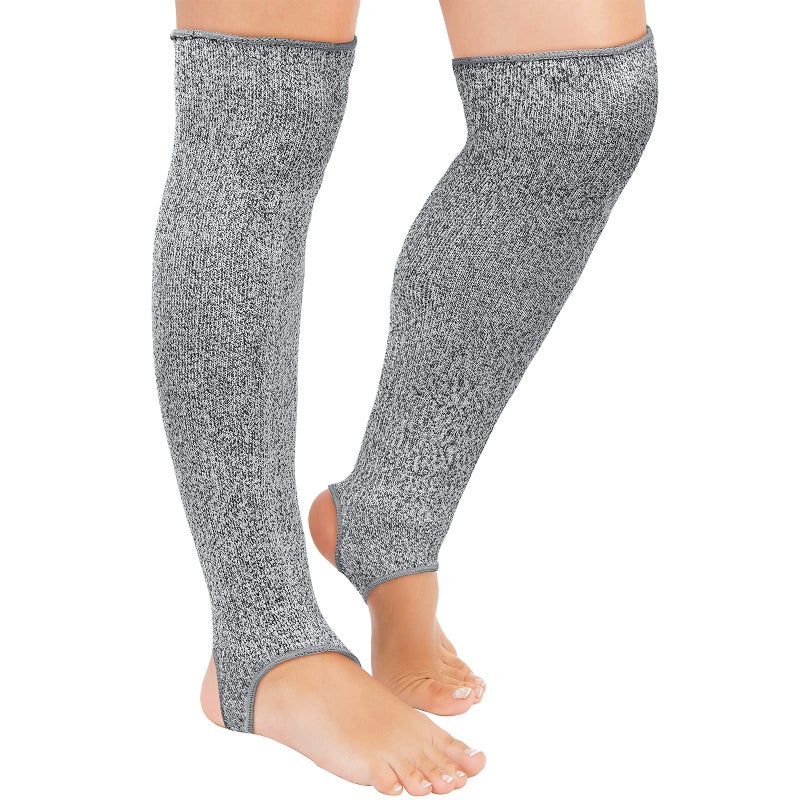 Zhanmai Cut Resistant Leg Sleeves Bite-Proof Protective Leg Sleeves for Welding, Lawn Mowing Guard Safety (Gray, Heel Hole Style) - Image 1