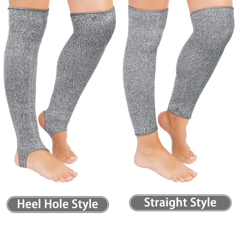 Zhanmai Cut Resistant Leg Sleeves Bite-Proof Protective Leg Sleeves for Welding, Lawn Mowing Guard Safety (Gray, Heel Hole Style) - Image 2