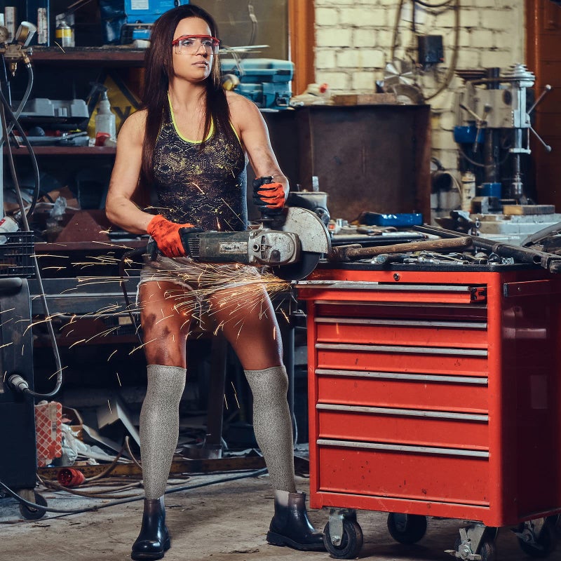 Zhanmai Cut Resistant Leg Sleeves Bite-Proof Protective Leg Sleeves for Welding, Lawn Mowing Guard Safety (Gray, Heel Hole Style) - Image 5