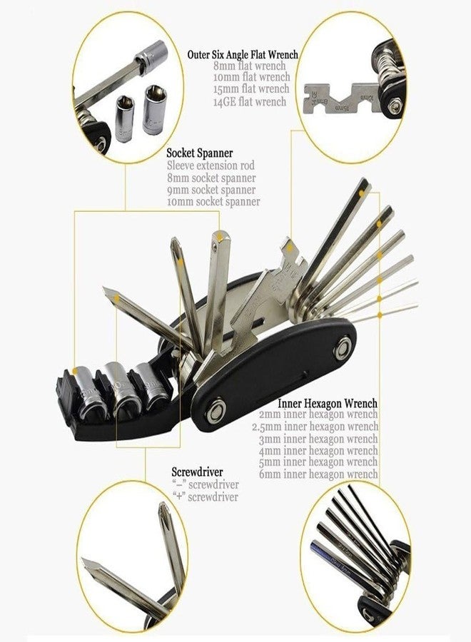 DAWAY B32 Bike Repair Tool Kit - 16-in-1 Multi-Function Bicycle Mechanic Fix Tools Set with Glueless Tire Tube Patches & Tire Levers, Compact Bag Included, Ideal Gift for Cyclists - Image 2