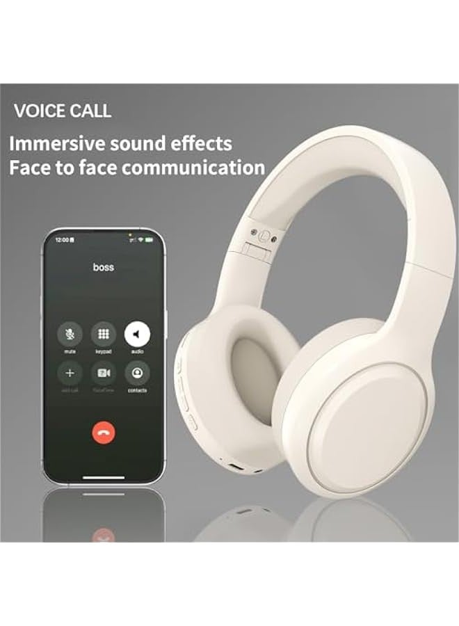 Wireless Bluetooth Noise Cancelling Headphones, Over Ear Bluetooth Headphones, HD Call Low Delay, HiFi Stereo Sound, Wired  Wireless Modes, Folding Headset, for Travel, Home, Work