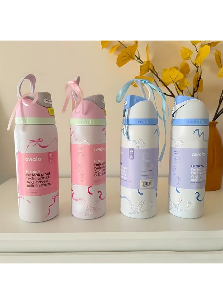 Owala FreeSip Double Insulated Stainless Steel Water Bottle | With Straw | BPA-Free | Sports Water Bottle | 32 oz | 1-Pack (Pink Ribbon) - Image 5