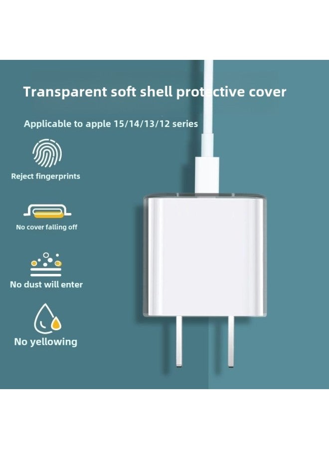 Suitable For Apple USB-C Fast Charging Charger Soft Rubber Protective Cover 20w/18w Transparent TPU Fast Charging Protective Cover-Specifications:Charging Head Protective Cover 1 + Thread Biting 2 (naked)  - Image 2